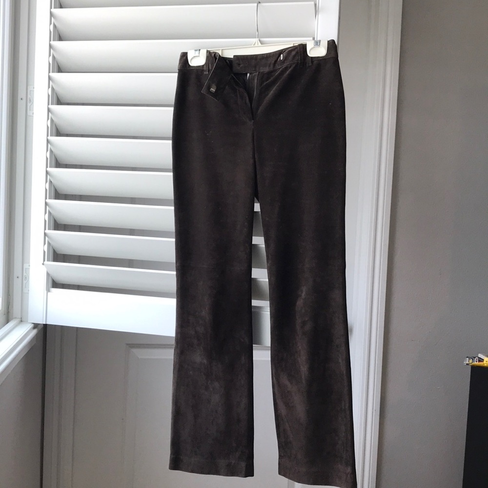 Suede pants brown Ann Taylor loft size 0P